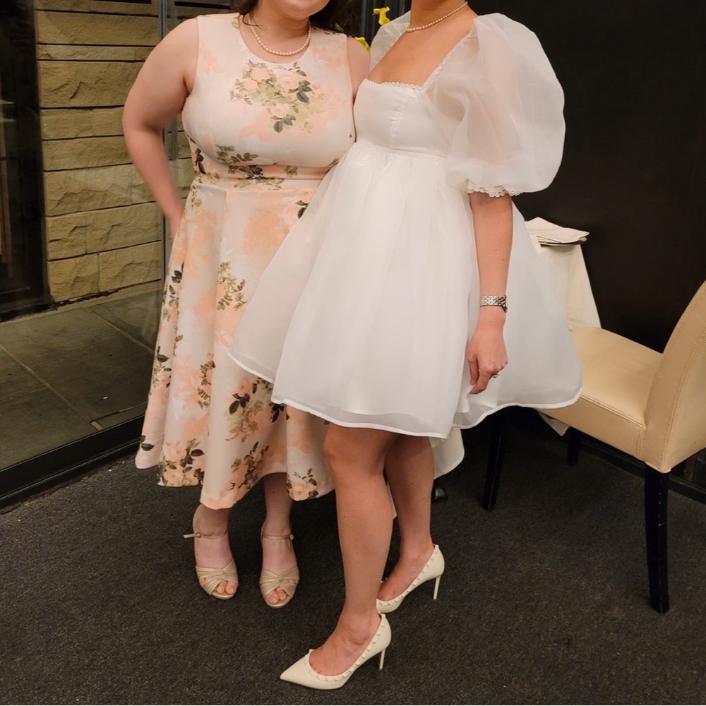 White puff sleeve mini dress Selkie dupe